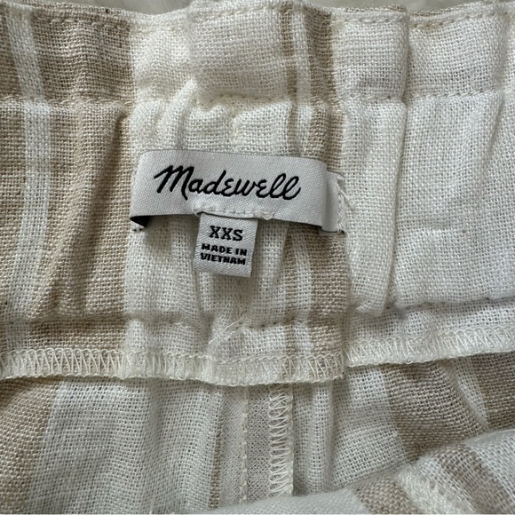 Madewell Linen Blend High Rise Pull On Paperbag Striped Shorts Sz XXS - Picture 3 of 11